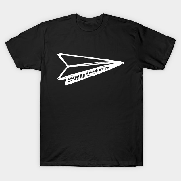 Paper Airplane Doodle White T-Shirt by Mijumi Doodles